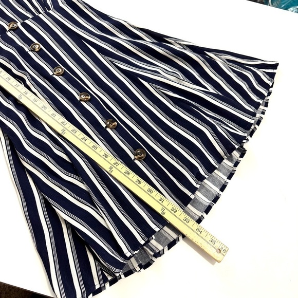 Bp Nordstrom Women’s XXS Button Front Prairie Mini Dress Navy Stripped Nautical - Picture 13 of 14